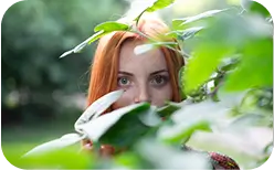 a woman in the forest